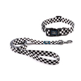 Roses&Poetry dog collar small adjustable black-white side view for comfortable daily wear.