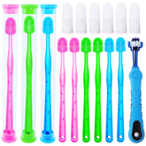 RosyLife 360° dog toothbrush handle reaches deep teeth for thorough cleaning.