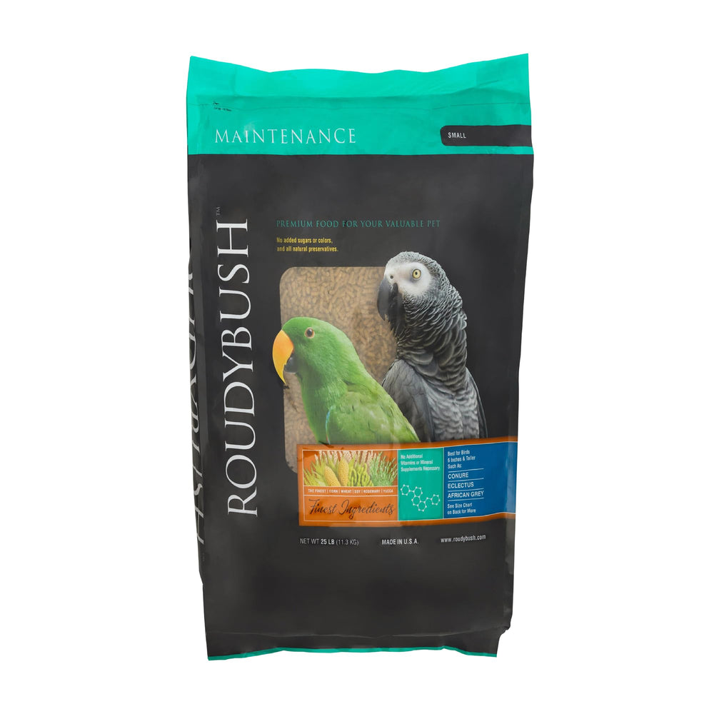 Roudybush Daily Maintenance bird food bag showing convenient packaging for steady feeding.