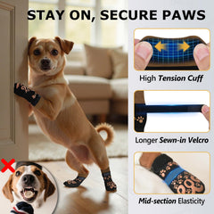 ROUWINNE anti-slip dog socks bottom dots provide non-slip grip on hardwood and tiles