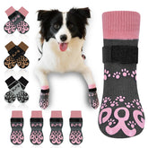 ROUWINNE anti-slip dog socks with elastic band provide secure fit for better grip.