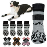 ROUWINNE anti-slip dog socks front view shows double-sided grip for secure traction on smooth floors