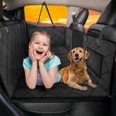 ROUWINNE back seat extender fully extended offers large coverage for dogs during road trips