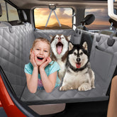 ROUWINNE back-seat-extender wide-coverage view with ample space for dogs.