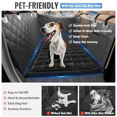 ROUWINNE backseat dog bed ultra-soft flannel surface provides cozy warmth on long drives.