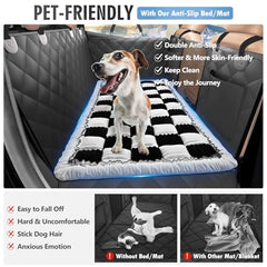 ROUWINNE backseat dog bed features ultra-soft flannel surface for cozy year-round comfort.