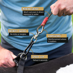 ROYAL PAW heavy-duty tether demonstrates strength for large dogs during play.