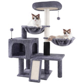 ROYPET cat tree condo and two hammocks offer a cozy resting space for cats.