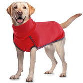 ROZKITCH dog winter coat full view, bright red warmth for winter walks