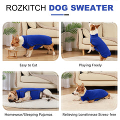 ROZKITCH Turtlenck Dog Pajamas blue M walking shot—easy wear for daily outings