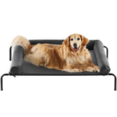 RRPETHOME large elevated cooling dog bed front view showing chew-proof Teslin mesh for active dogs.