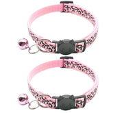 RSACCSKY leopard-pattern breakaway cat collar pink for outdoor safety.