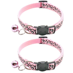 RSACCSKY leopard-pattern breakaway cat collar pink for outdoor safety.