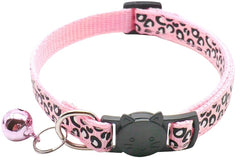 RSACCSKY leopard-pattern breakaway cat collar pink, quick-release safety for curious kitties.