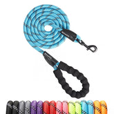 Rttochfy padded-handle rope dog leash blue for comfortable daily walks
