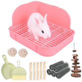 RUBYHOME rabbit litter box corner view highlights space-saving design for cages.
