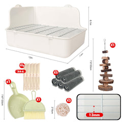 RubyHome Rabbit Litter Box with deep design supports ample litter and easy cleaning