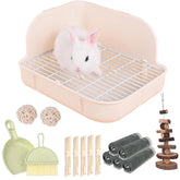 RubyHome rabbit litter box toilet in 11.4-inch square for efficient corner placement.