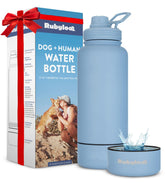 Rubyloo dog water bottle 32oz dusty blue for on-the-go hydration with your dog.