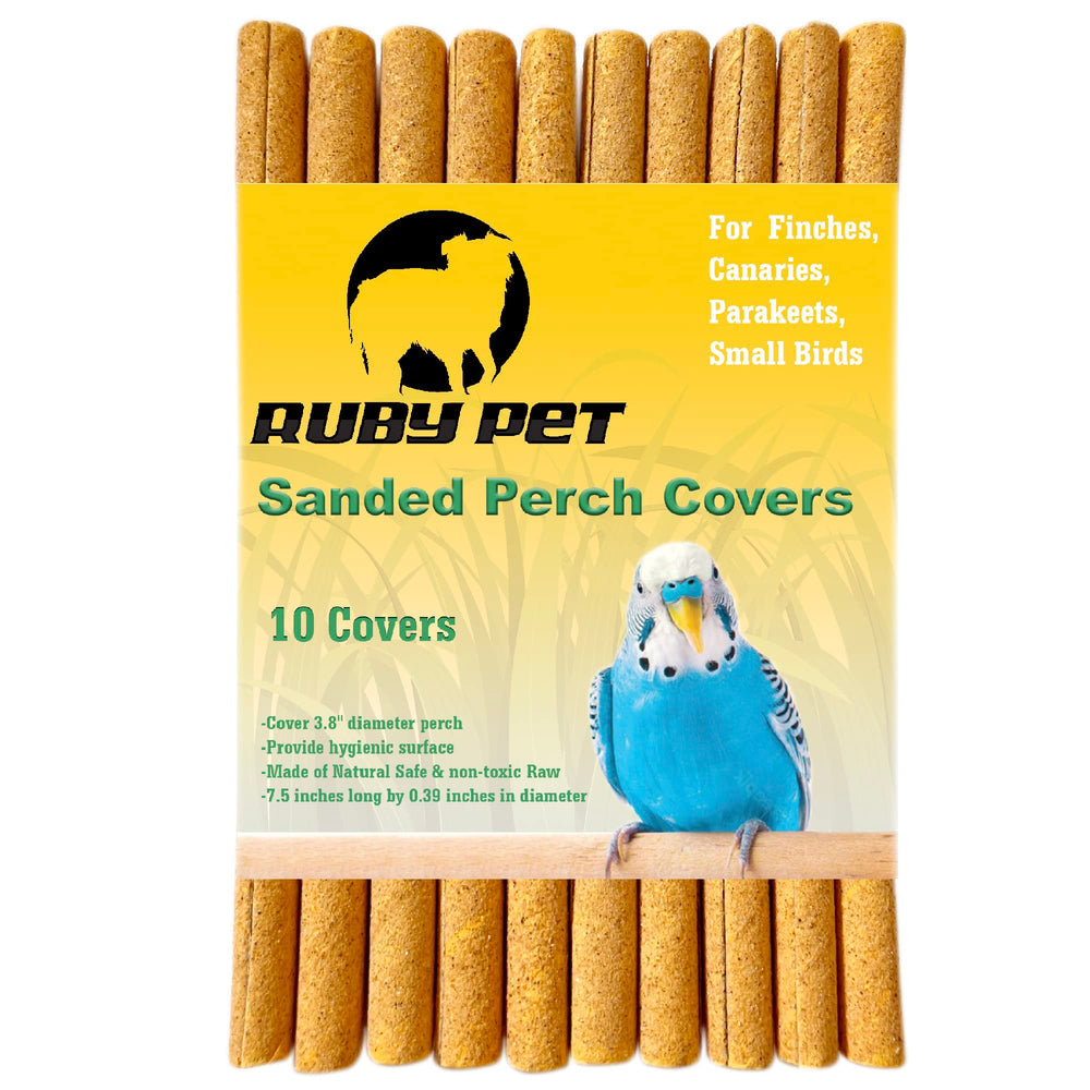 RUBY PET sanded perch cover closeup on a small bird perch showing grit for grip