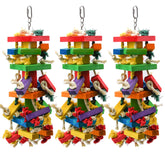 RubyQ large parrot toy 20-inch colorful wood chews; durable entertainment for large birds