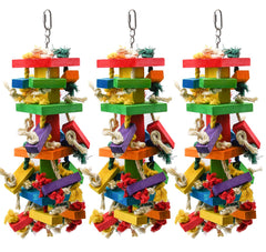 RubyQ large parrot toy 20-inch colorful wood chews; durable entertainment for large birds