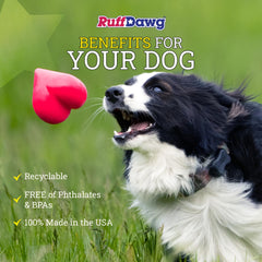 Ruff Dawg Ball floats on water for easy recovery after splashes and lakeside play.