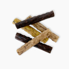 Ruff Greens Ruff Chews texture close-up highlights digestive support.