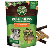 Ruff Greens Ruff Chews Variety Pack bag front supports daily rewards and dental care.