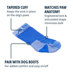 Ruffwear Bark'n Boot Socks blue pool knit detail highlights moisture-wicking comfort.
