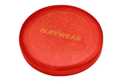 Ruffwear Camp Flyer disc in red sumac color, soft on teeth during light midair catches.