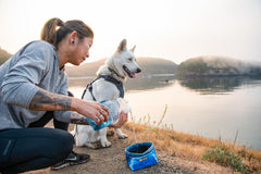 Ruffwear Quencher collapses flat for easy packing and pocket storage