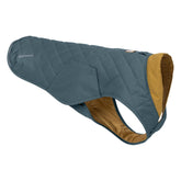 Ruffwear Stumptown Jacket Orion Blue front view emphasizes insulated warmth for cold walks.