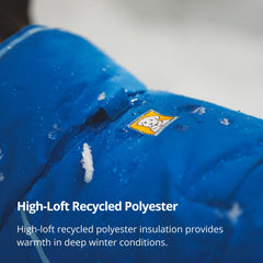 Ruffwear Vert Dog Winter Jacket leg-loops keep coverage centered during runs.