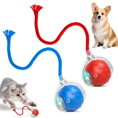 RunBuxd Tinyfetch red ball for indoor fetch and energetic exercise.