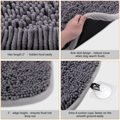 Rundik Snuffle Mat with four suction cups stabilizes play on smooth surfaces.