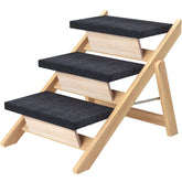RunLexi pet stairs wood steps show sturdy multi-step platform for safe bed access