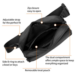 Runlight dog pouch back view emphasizes dual compartments to stay organized during outings