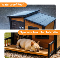 RUNSHED large dog house side view showing spacious interior and ventilation.