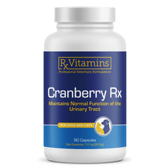 RX Vitamins Cranberry Capsules bottle promoting urinary tract health for dogs and cats