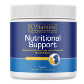 Rx Vitamins Nutritional Support bottle front highlighting omega-3 for skin and coat benefits.