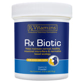 Rx Vitamins Rx Biotic bottle pour demonstrates easy dosing for pet digestion.