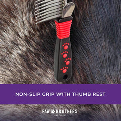 RYAN'S PET SUPPLIES Paw Brothers 12-blade tool in action removing mats with gentle precision.