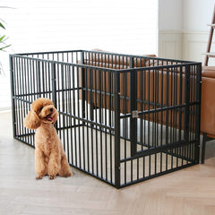 RYpetmia dog playpen 32-inch height front view shows sturdy indoor setup.