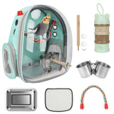 Rypet Bird Carrier Backpack mint green front view for hands-free travel