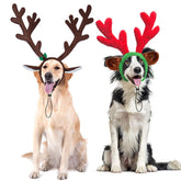 Rypet Christmas reindeer antler headband on a dog for a festive look and photos.