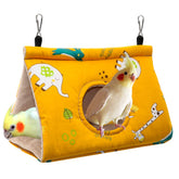 Nido para aves Rypet con hamaca velur amarillo, refugio cálido para descansar.