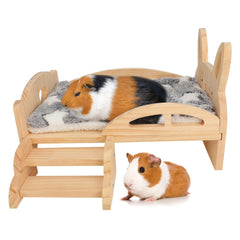 Rypet wooden guinea pig bed with assembly diagram showing sturdy build for small pets.