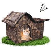 RYUNVOVO outdoor cat house side-door design highlights hidden shelter and more space for lounging.