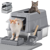 Rywell litter box with lid, top view, showcasing large XL space for multiple cats, comfortable movement.